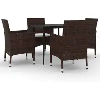 Syfax Ensemble à manger de jardin coussins 5 pcs Résine tressée Verre