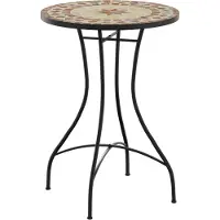 Syfax Table de bistro mosaïque terre cuite blanc Ø50x70 cm céramique