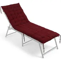 Relaxdays Coussin de banc , 190 x 70 cm, rembourré, matelassé, avec rubans, pour l'extérieur, coussin de banc pour banc de jardin ou palettes, rouge