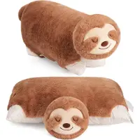 Ed Brubaker Coussin peluche Paresseux - 2 en 1 : peluche et coussin douillet - 40 x 30 cm Coussin animal Coussin paresseux, marron