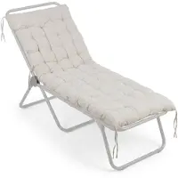 Relaxdays Coussin de banc , 190 x 70 cm, rembourré, matelassé, avec rubans, pour l'extérieur, coussin de banc pour banc de jardin ou palettes, beige