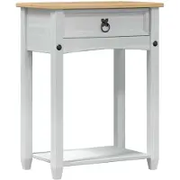 vidaXL Table console avec tiroir Blanc 55 x 35 x 73 cm Pin massif