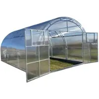 Garten Dream Jardin Dream Serre en polycarbonate "Oasis" 4x10m en acier, avec polycarbonate 4mm Avec grandes portes doubles de chaque côté