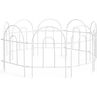 Relaxdays : clôture de parterre en métal, 6 éléments modulaires en arc, H x L : 45 x 240 cm, bordure de parterre à enfoncer, blanche