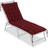 Relaxdays Coussin de banc , 180 x 70 cm, rembourré, matelassé, avec rubans, pour l'extérieur, coussin de banc pour banc de jardin ou palettes, rouge
