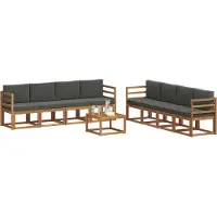 vidaXL Ensemble de canapés d'extérieur avec coussins 9 pièces Nature et Anthracite