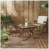 Home Deco Factory Table - - MARIPOSA - Effet Bois - Pratique - Marron