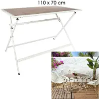 Home Deco Factory Table - - Barcelone - Métal - Effet Bois - Blanc - 110 x 70 cm