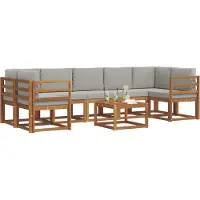 vidaXL Ensemble de canapés d'extérieur avec coussins 8 pièces Naturel et gris clair