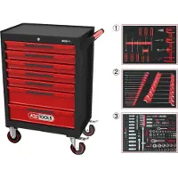 Ks Tools ECOline NOIR/ROUGE Chariot d'atelier avec 7 tiroirs