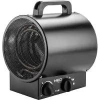 GRUPA TOPEX NEO TOOLS Chauffage électrique 3kW industrie, élément chauffant en acier inoxydable, thermostat réglable, protection contre la surchauffe, avec ventilateur, poignée isolée, débit d'air 291 m3/h