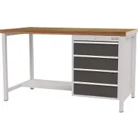 Bedrunka & hirth Établi gris gris clair L2000xH859xP750mm gris clair 4 tiroirs.