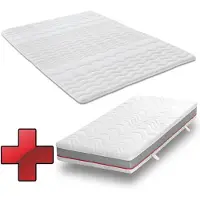 Sleezzze Matelas ergonomique à ressorts ensachés Sleezzz Premium 90 x 200 cm, hauteur 23 cm, degré de fermeté H2/H3 + surmatelas / protège-matelas 90 x 200 cm