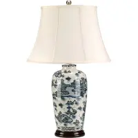Elstead Lighting Lampe de table Blue Traditional blanche et bleue, 1xE27x60W, porcelaine, dimensions : 73x46x19 cm, IP20, Elstead