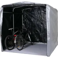 Mendler Garage à vélos HWC-N61, garage en film plastique Garage de rangement Tente de garage, alu protection UV imperméable, 201x201x201cm ~ argent