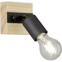 FHL Easy! FHL Juris Applique murale design industriel, lampe murale E27 noir bois naturel (E27)
