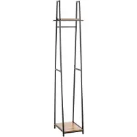Haku Portemanteau sur pied , charge totale 15 kg, 2 tablettes, L 380 x P 400 x H 1660 mm, acier/bois, noir/décor chêne foncé