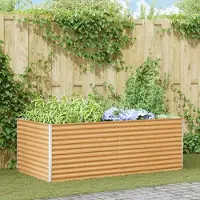 Prolenta Maison Exclusive - Jardinière surélevée, couleur marron clair, 195 x 100 x 68 cm, en acier galvanisé