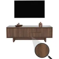 Mendler Meuble TV HWC-O34, meuble TV, table TV, meuble bas, commode, tiroirs, mélamine 51,5x150x39,5cm marron