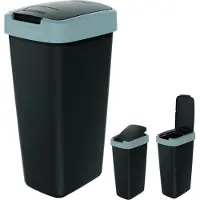 Prosperplast Keden Compacta Q Poubelle avec couvercle basculant et rabattable 25L plastique tri sélectif Poubelle recyclable - noir avec cadre gris