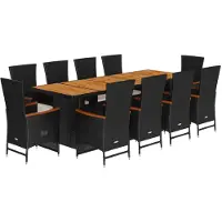 Syfax Ensemble à manger de jardin 11 pcs coussins noir résine tressée