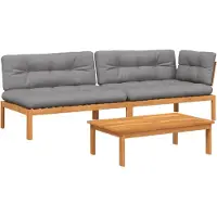 vidaXL Ensemble de 3 canapés de jardin en palettes avec coussins en acacia