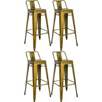 CLP Ensemble de 4 tabourets de bar , style industriel "Mason", avec dossier, couleur or