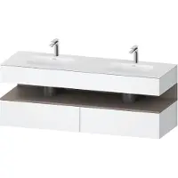 Duravit Collection One lavabo à encastrer avec meuble sous-vasque en console, 1600x550x600mm, niche basalte mat, lavabos doubles, QA4797043180000