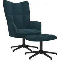 vidaXL Fauteuil relax avec pouf Bleu velours
