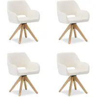 Homestyle4u Chaise de Salle à Manger Lot de 4 Moderne Tissu Teddy Blanc Design Chaises de Cuisine Chaises pas Cher Fauteuils Rembourrée