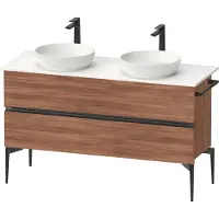 Duravit Sivida Meuble sous-lavabo sur console, 2 tiroirs, poignée noire diamantée mate, 1315x475x548mm, SV46610BD790000