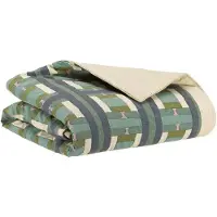 Vivaraise Plaid imprimé Taho vert de gris - 135 x 200 cm
