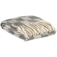 Vivaraise Plaid recyclé Isabel damier ardoise - 130 x 160 cm