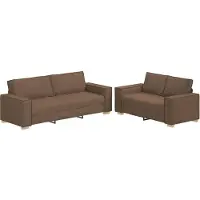 vidaXL Ensemble de canapés 2 pièces avec coussins Tissu brun