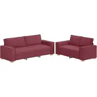 vidaXL Ensemble de canapés 2 pièces avec coussins vin rouge Tissu