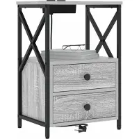 vidaXL Table de nuit avec station de chargement Sonoma gris