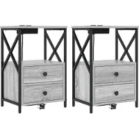 vidaXL Table de nuit avec station de chargement Sonoma gris