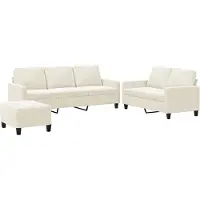 vidaXL Ensemble de canapés 3 pièces avec coussins Crème Velours