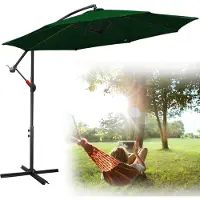 TolleTour Parasol 3,5 m Parasol de jardin Parasol à pied déporté Parasol de marché Parasol à manivelle Aluminium, vert, 3,5 m