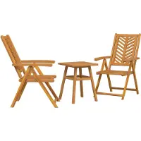 vidaXL Ensemble de jardin 3 pcs brun bois massif acacia
