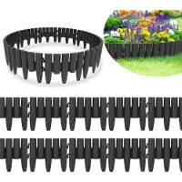 Izrielar 40 pièces Bordure de pelouse aspect bois Bordure de parterre Bordure de tonte Bordure de parterre Plastique pour jardin, prairie 11,2 m Anthracite