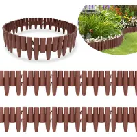 Izrielar 30 pièces Bordure de pelouse aspect bois Bordure de parterre Bordure de tonte Bordure de parterre Plastique pour jardin, prairie 8,4 m Marron