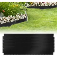 Jayseuw Bordure de pelouse en métal Bordure de parterre Bordure de tonte Palisade Bordure de parterre Noir 100x15cm 25m