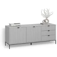 Livinity Meuble tv Aterno Gris 150x60cm avec 3 tiroirs, 2 portes, Model 58932