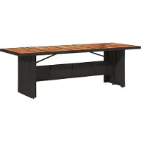 Syfax Table de jardin et dessus en bois d'acacia noir résine tressée