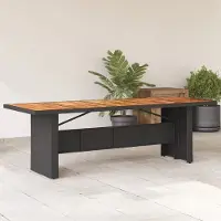 Prolenta Maison Exclusive - Table de jardin avec plateau en bois noir 240 x 90 x 75 cm en rotin synthétique