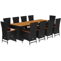 Syfax Ensemble à manger de jardin 11 pcs coussins noir résine tressée