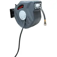 VINGO Tuyau à air comprimé 20m 1/4" tambour Enrouleur de tuyau Raccord automatique Enrouleur de tuyau Enrouleur de tuyau mural