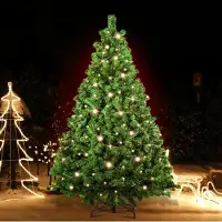 Izrielar Sapin de Noël artificiel 210cm avec 1200 pointes d'aiguilles en PVC, 400 lampes LED blanc chaud & support en métal, sapin, arbre de Noël