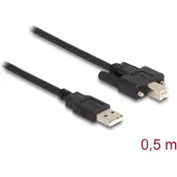 DeLOCK Câble USB 2.0 type A vers type B avec vis, 0,5 m, noir